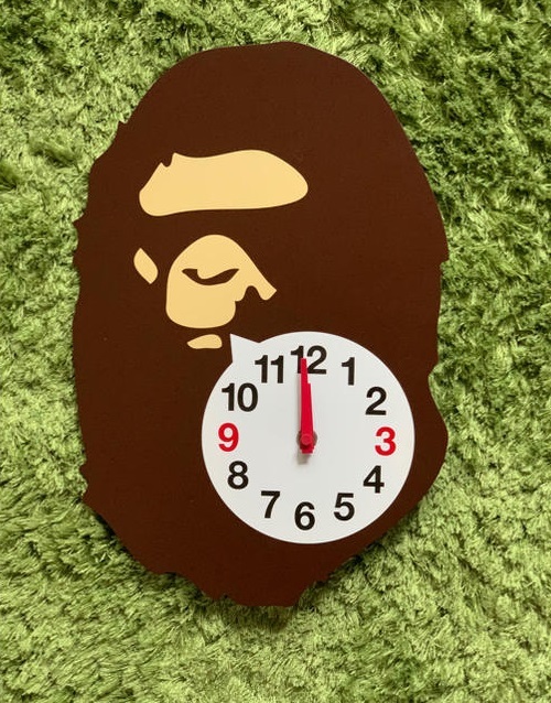 京都限定猿人頭掛牆鐘 A Bathing Ape Head Wall Clock Kyoto Limited